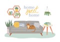Scandic cozy interiors, sweet home with cat