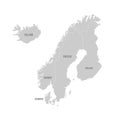 Scandinavia map isolated on white background.