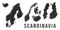 Scandinavia map templates. Sweden, Iceland, Norway, Finland, Denmark, Finland map isolated on white background. Royalty Free Stock Photo