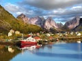 Norway, Fjord Mountains Landscape, Lofoten Islands