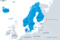 Scandinavia, a subregion in Northern Europe, political map