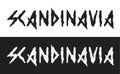 Scandinavia, Vector text label in dark style with the ancient viking alphabet white and black style isolated