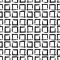 Scandinavian Abstract grunge texture Seamless pattern paint squares geometric background grid print, black on white background.