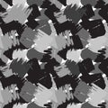 Scandinavian Abstract grunge texture Seamless pattern paint strokes geometric background print, black grey white background. Royalty Free Stock Photo