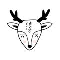 Scandinavian animal face. Nordic cute head. Vector hand drawn face for nurcery print textile