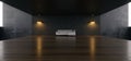 Scandinavian Architecture Minimalist Empty Warm Room Cocnrete Rough Grunge Walls With Wooden Floor Boards Warm Lights And White