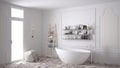 Scandinavian bathroom, classic white vintage interior design Royalty Free Stock Photo