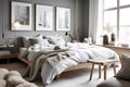 Scandinavian Bedroom: Design a bedroom with a Scandinavian - inspired design. Generative AI