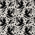 Scandinavian birds seamless pattern. Scandi folk animals ornament. Nursery rural print.