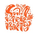 Scandinavian calligraphy lettering composition text Summer Party. Vector Hand Drawn Isolated phrase. Vector illustration