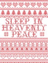 Scandinavian Christmas pattern inspired by Sleep in Heavenly Peace lyrics festive winter elements  in cross stitch and snowflakes Royalty Free Stock Photo