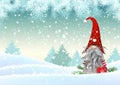 Scandinavian christmas traditional gnome, Tomte, illustration