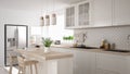 Scandinavian classic kitchen with wooden and white details, mini