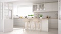 Scandinavian classic kitchen with wooden and white details, mini