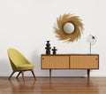 Scandinavian console table with armchair and mirror