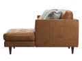 Scandinavian corner brown leather upholstery sofa with chaise lounge. 3d render Royalty Free Stock Photo