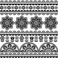 Scandinavian cute folk art seamless vector design with flowers - black and white textile or fabric print decor