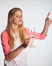 Scandinavian cute young girl reqiring wine