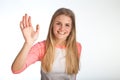 Scandinavian cute young girl waving