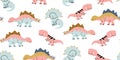 Scandinavian dino dinosaur seamless pattern