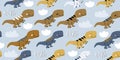 Scandinavian dino t-rex dinosaur seamless pattern