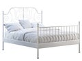 Scandinavian double metal frame bed with white linen. 3d render Royalty Free Stock Photo
