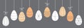 Scandinavian Easter eggs banner background with geometric line art ornament in neutral colors