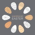 Scandinavian Easter eggs card with geometric line art ornament in neutral colors
