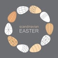 Scandinavian Easter eggs card with geometric line art ornament in neutral colors