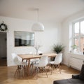 Scandinavian elegant dining space in contemporary loft