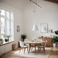 Scandinavian elegant dining space in contemporary loft