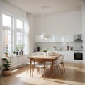 Scandinavian elegant dining space in contemporary loft