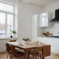 Scandinavian elegant dining space in contemporary loft