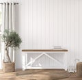 Scandinavian farmhouse hallway interior, blank wall mockup