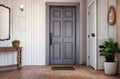 Scandinavian Farmhouse Hallway Interior: Wall Mockup for Stylish Design. Royalty Free Stock Photo