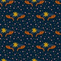Scandinavian Fashion children`s pattern. Background of Horns and Stars for children`s textiles. Poster for newborn clothes. Dood