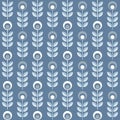 Scandinavian floral background, mid century wallpaper, seamless pattern,