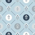 Scandinavian floral background, mid century wallpaper, seamless pattern,