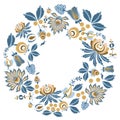 Scandinavian Floral wreath background frame with flowers and leaves for greeting cards, posters, banners, and other project