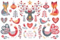 Scandinavian Folk Christmas  Design collection set Royalty Free Stock Photo