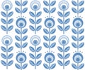 Scandinavian folk style flowers, seamless vector pattern