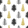 Scandinavian Forest trees nordic seamless pattern