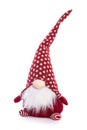 Scandinavian gnome in red hat decorative christmas toy isolated
