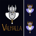 Scandinavian god Odin illustration vector Sport Team or League Logo Template. Mighty Warrior Head in Helmet Mascot. Royalty Free Stock Photo