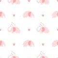 Scandinavian hand drawn vector Seamless retro elephant with heart kids pattern wallpaper background Valentines Day