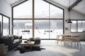 scandinavian home with minimalist and functional design, taking advantage of natural light and views