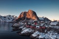 Scandinavian house or Hamnoy fishing village in Moskenes at Lofoten islands