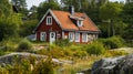 Scandinavian housing stock photo House Sweden Scand. Generative AI Royalty Free Stock Photo