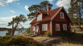 Scandinavian housing stock photo House Sweden Scand. Generative AI Royalty Free Stock Photo