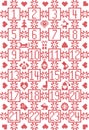 Scandinavian inspired by Nordic Christmas advent calendar with decorative elements such as snowflakes, decorative ornaments